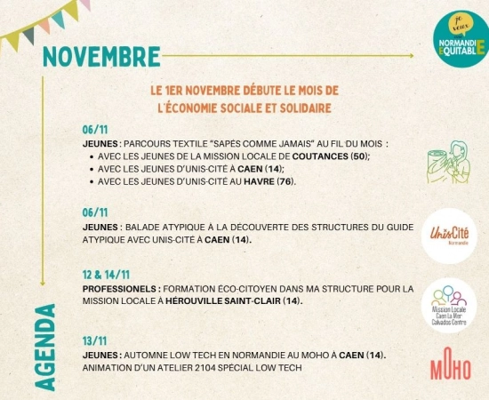 À vos agendas : les rencontres et événements à ne pas manquer chez Normandie Équitable en NOVEMBRE ! À vos agendas : les rencontres et événements à ne pas manquer chez Normandie Équitable en NOVEMBRE !