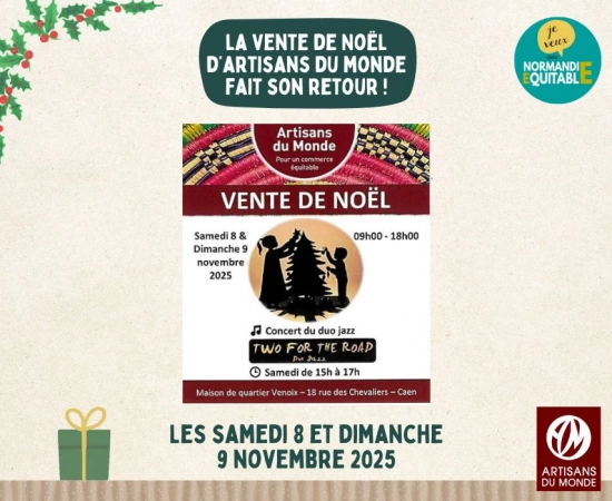 Artisans du monde vous donne rendez-vous pour leur vente de Noël annuelle Artisans du monde vous donne rendez-vous pour leur vente de Noël annuelle