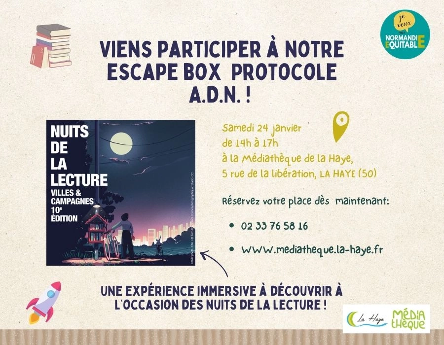 Venez découvrir notre escape box à l'occasion des Nuits de la lecture ! Venez découvrir notre escape box à l'occasion des Nuits de la lecture !