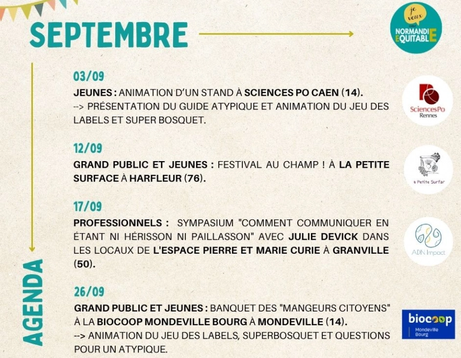 À vos agendas : les rencontres et événements à ne pas manquer chez Normandie Équitable en SEPTEMBRE !