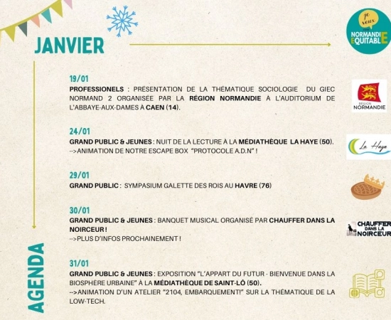 À vos agendas : les rencontres et événements à ne pas manquer chez Normandie Équitable en JANVIER !