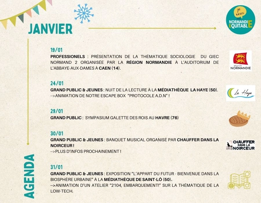 À vos agendas : les rencontres et événements à ne pas manquer chez Normandie Équitable en JANVIER !