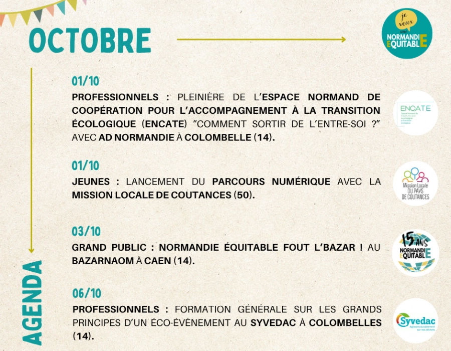 À vos agendas : les rencontres et événements à ne pas manquer chez Normandie Équitable en OCTOBRE !