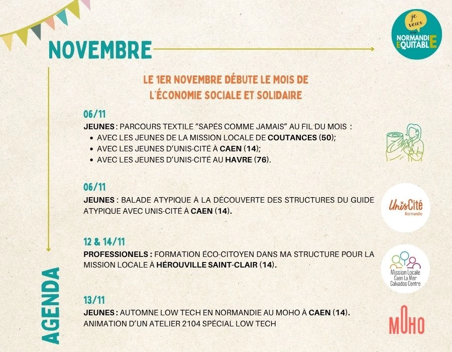 À vos agendas : les rencontres et événements à ne pas manquer chez Normandie Équitable en NOVEMBRE !