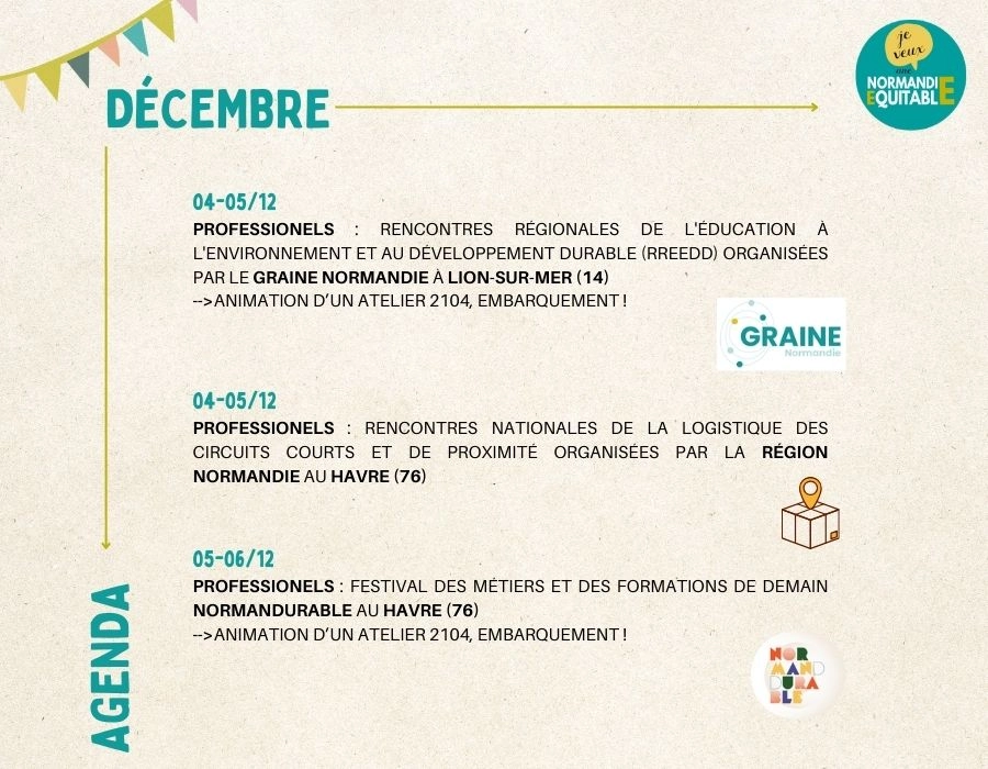 À vos agendas : les rencontres et événements à ne pas manquer chez Normandie Équitable en DÉCEMBRE ! À vos agendas : les rencontres et événements à ne pas manquer chez Normandie Équitable en DÉCEMBRE !