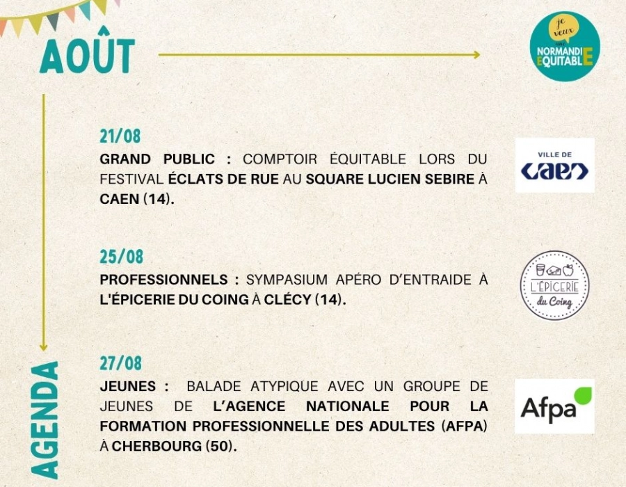 À vos agendas : les rencontres et événements à ne pas manquer chez Normandie Équitable en AOÛT !