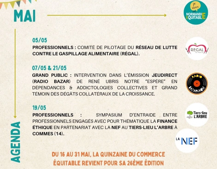 À vos agendas : les rencontres et événements à ne pas manquer chez Normandie Équitable en MAI !