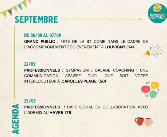 À vos agendas : les rencontres et événements à ne pas manquer en SEPTEMBRE !