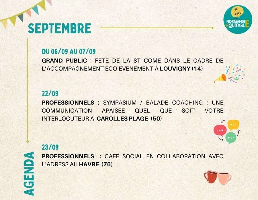À vos agendas : les rencontres et événements à ne pas manquer en SEPTEMBRE !
