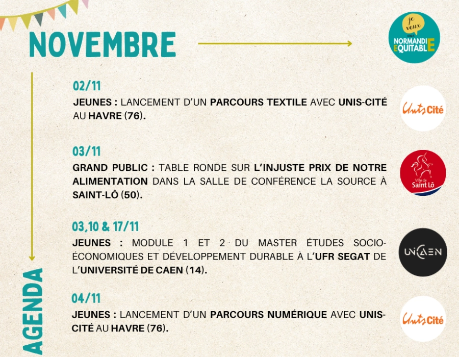 À vos agendas : les rencontres et événements à ne pas manquer chez Normandie Équitable en NOVEMBRE ! À vos agendas : les rencontres et événements à ne pas manquer chez Normandie Équitable en NOVEMBRE !